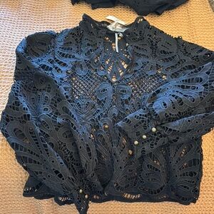 Anthropologie Elegant Black Lace Top-NWT